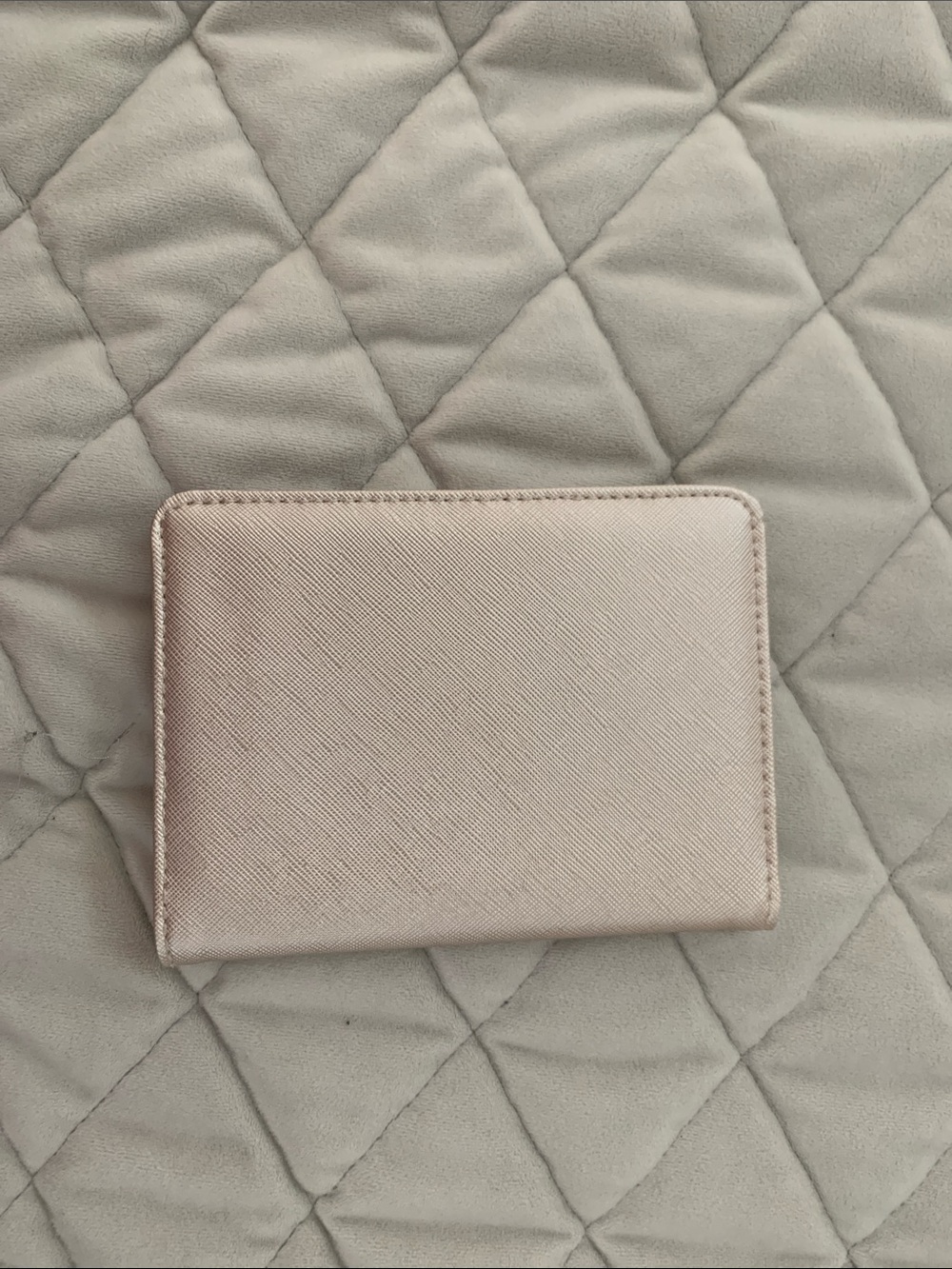 Women's Metallic Rose Gold Passport Wallet with Gold Emblem - Picture 3 of 3